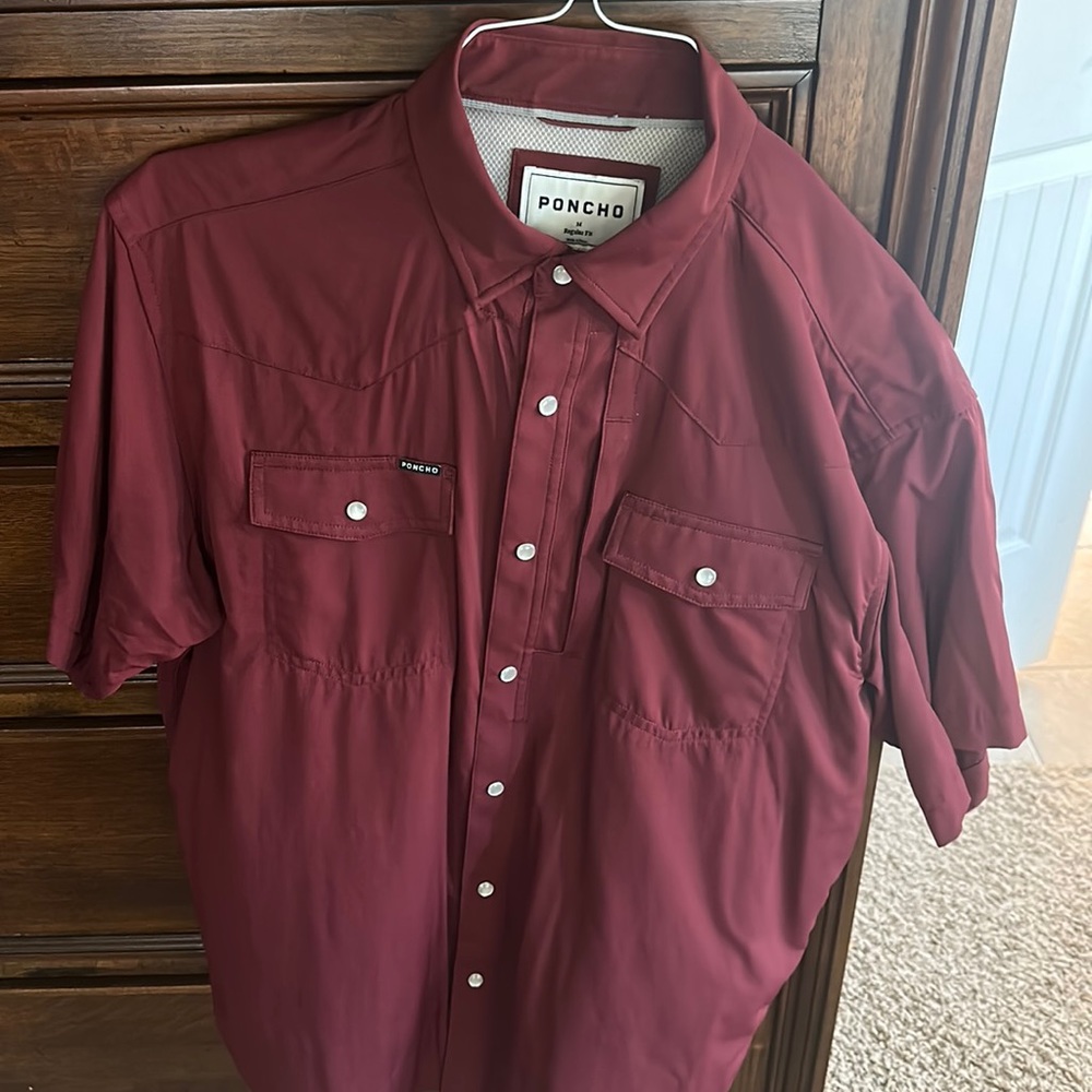 Poncho Outdoors Western Pearl Snap Shirt Short Sleeve Medium Regular Fit
